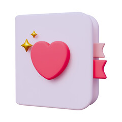 3D Love notebook with book and love illustration