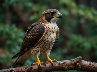 Fototapeta premium Falcon perched on a branch (Japanese name for falcon).