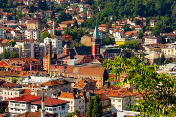 Aerial view on city Sarajevo, Bosnia and Hercegovina
