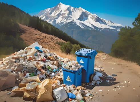 trash bin on the mountain