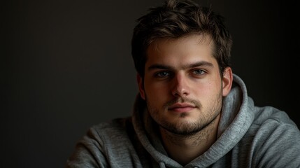 A classic studio portrait of a man with soft lighting, emphasizing his features against a neutral backdrop