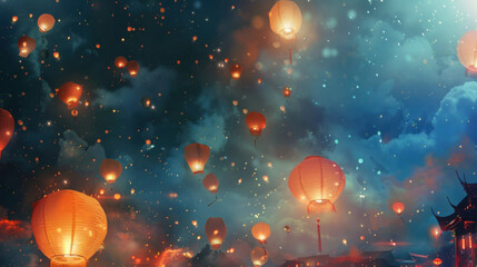 Festivals of releasing various floating lanterns into the sky,