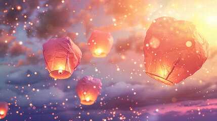 Festivals of releasing various floating lanterns into the sky,