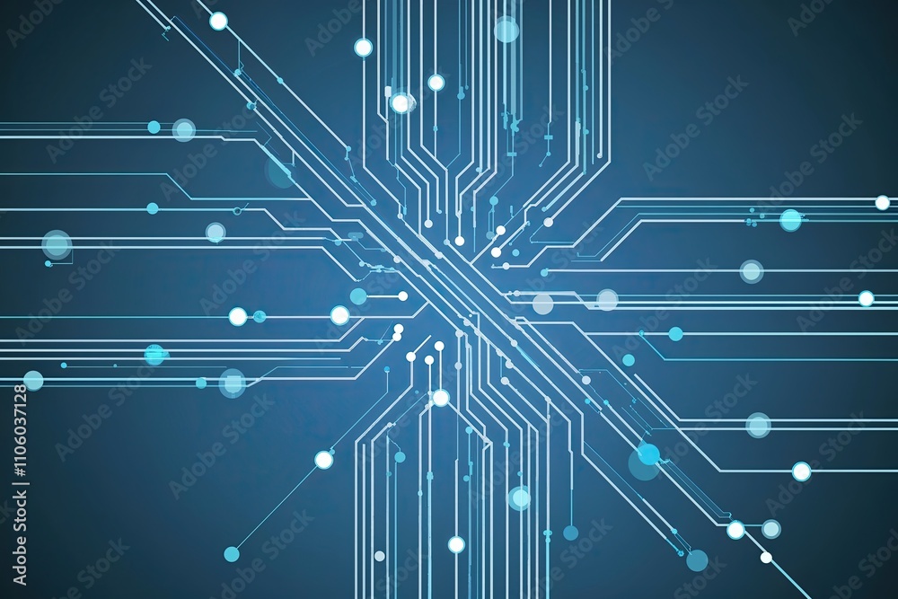 Poster abstract technology background with lines and dots for digital data connectivity