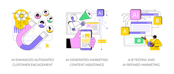 AI in product advertising abstract concept vector illustrations.