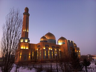 blue mosque at night