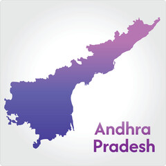 Map of Andhra Pradesh with India. South indian state Vector Illustration. Simple vector map of State shape gradient. Outline style Border.