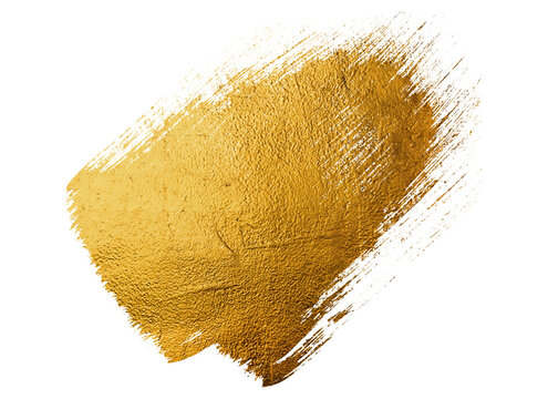 Gold paint brush vector smear stroke. Acrylic golden color stain on transparent background. Abstract vector gold glittering textured background for invitation, wedding or bithday card template - Powered by Adobe