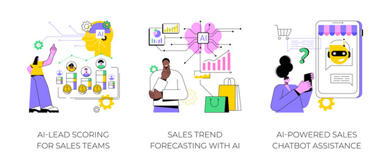 Artificial Intelligence in Sales abstract concept vector illustrations.