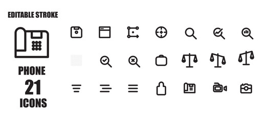 Office Phone icon collection outline style