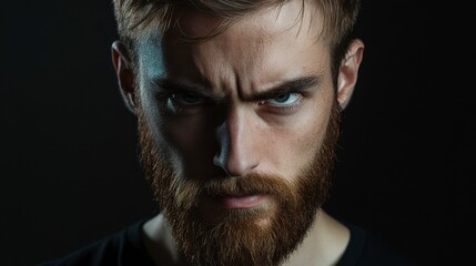 Obraz premium Intense Man with Beard and Focused Expression