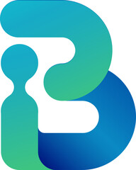 Letter B with blue and green color gradient