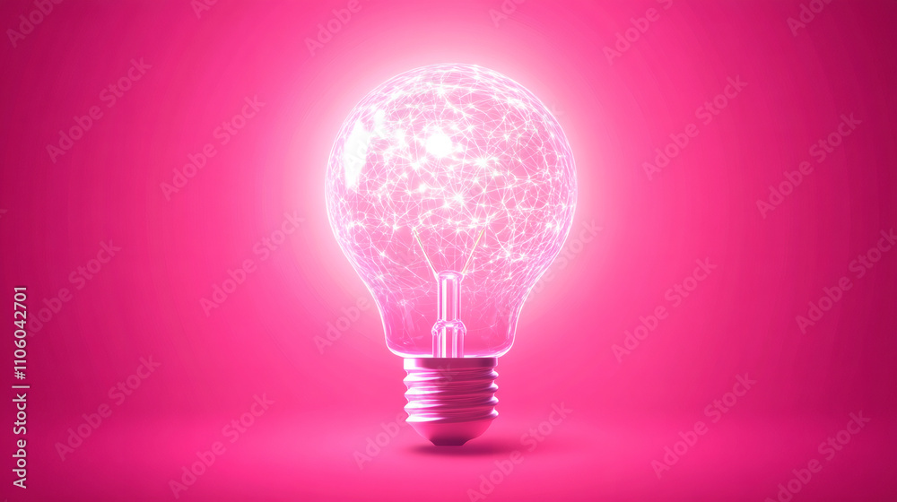 Aufkleber glowing light bulb is illuminating futuristic network connections, symbolizing innovation and techno