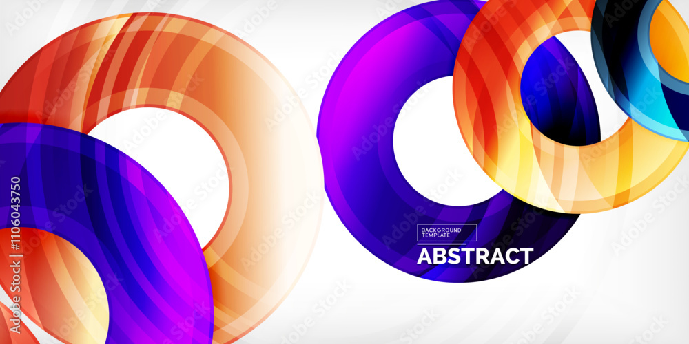 Poster Bright colorful circles with light effects. Abstract background