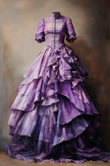 Obraz premium Scottish 18th century gown purple plaid tartan 
