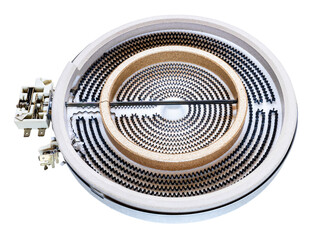 open-coil burner from ceramic heating hob on board