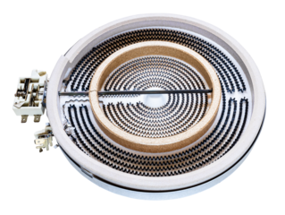 open-coil burner from ceramic heating hob on board
