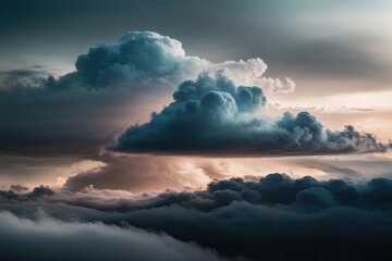 Obraz premium Vibrant Surreal Cloudscape with Dense Mists and Rich Gradients