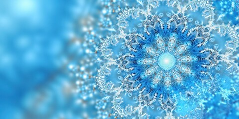 A mesmerizing blue fractal pattern resembling icy snowflakes and intricate designs.