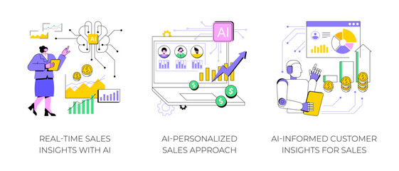 Sales Customization with AI abstract concept vector illustrations.