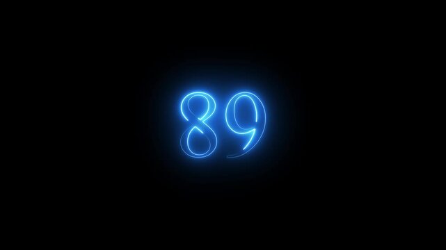 neon number 89 animated video	