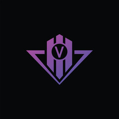 V Financial logo design template