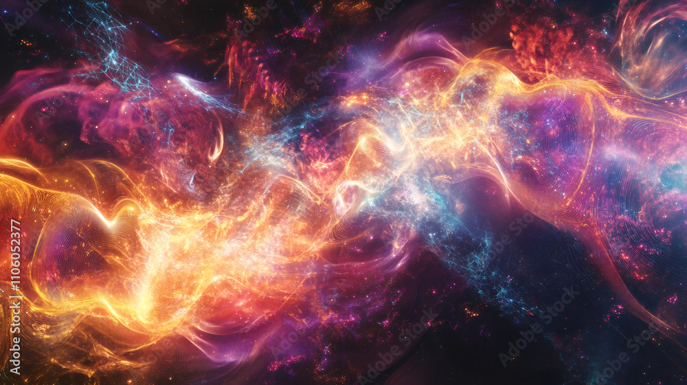 Aufkleber vibrant energy waves flowing through space and time, creating an enchanting visual spectacle - abstr