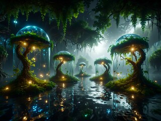 fountain in the night