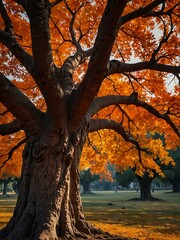 Fiery-colored ancient tree.