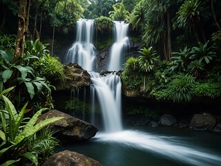 Fototapeta premium Fiji waterfall on Bali Island, Indonesia.