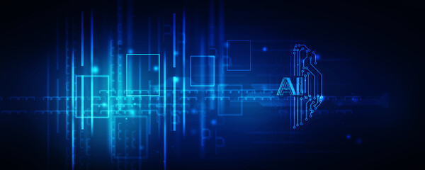 2d illustration Abstract futuristic electronic circuit technology background