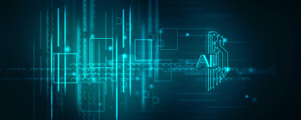 2d illustration Abstract futuristic electronic circuit technology background