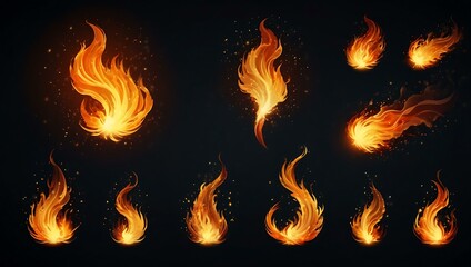 Fototapeta premium Fire effects set.