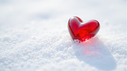 Fototapeta premium Beautiful Red Heart on Snowy Background