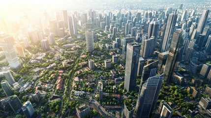 A city experiences rapid expansion, with new neighborhoods, shopping centers, and public transportation systems transforming the landscape