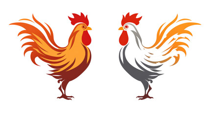 rooster and hen
