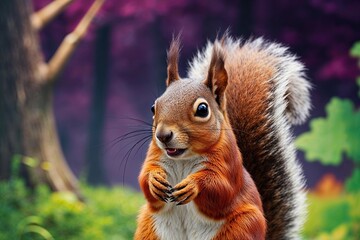 Obraz premium Energetic Woodland Squirrel Head Icons - Amusing & Colorful Cartoon Collection