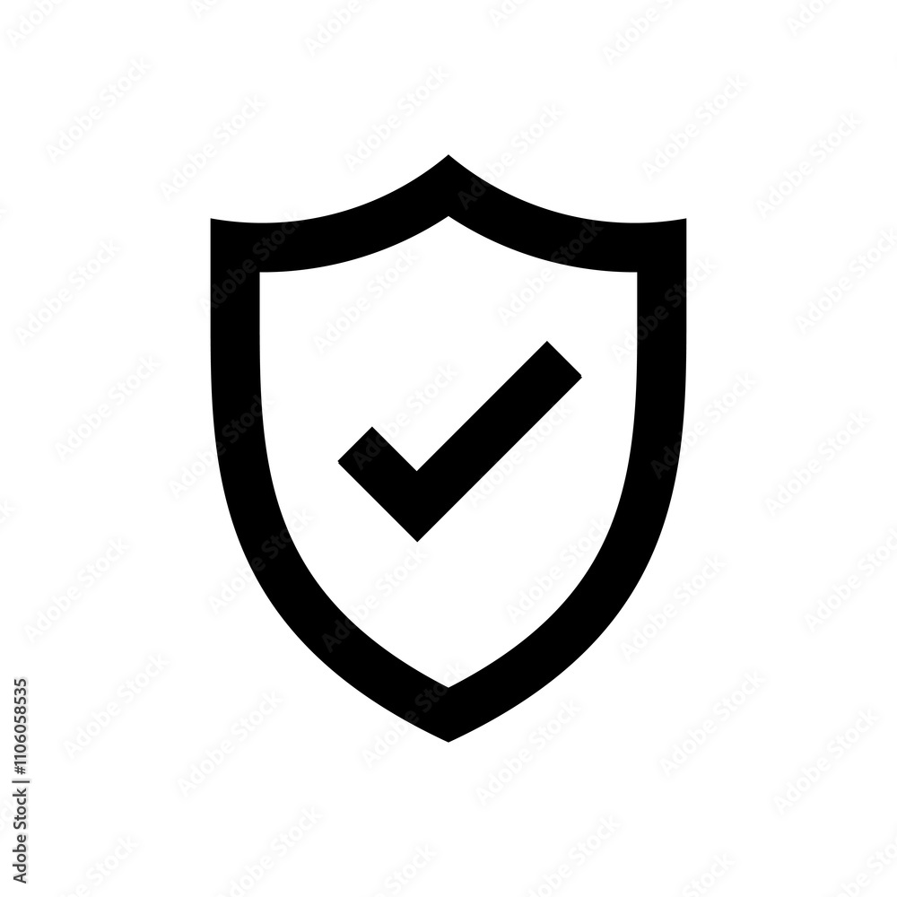 Wall mural shield with check mark icon isolated on transparent background, shield with check mark png