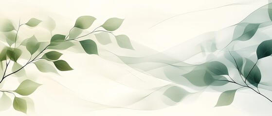 A serene design featuring flowing leaves and soft colors, ideal for backgrounds or nature themes.