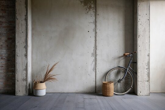 Venerated Pale Concrete with Scuffed and Weathered Aspects for Rustic Wall Decoration