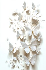 Obraz premium Colorful paper butterflies with a blend of orange and white tones