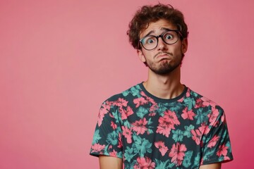 Fototapeta premium man in floral print t shirt