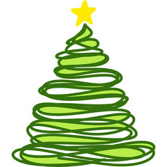 Hand drawn Christmas tree. Christmas tree icon. Merry Christmas and Happy new years 