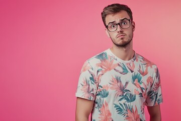 Fototapeta premium man in floral print t shirt 