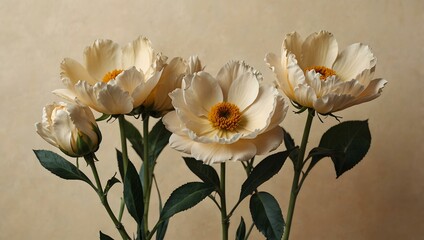 Obraz premium Flowers on a cream-colored background.