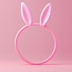 Fototapeta premium Bunny frame shape on pastel pink background with copy space.