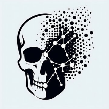 Minimalist Skull and Scatter Plot Logo