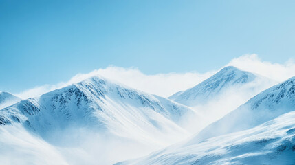 Obraz premium Avalanche dramatically descends a steep mountain slope beneath a clear blue winter sky