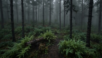 Obraz premium Foggy forest with material structure.