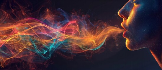 Mesmerizing abstract image depicting a dynamic energy field of vibrant swirling flames in a spectrum of captivating colors creating a surreal futuristic and mystical visual effect